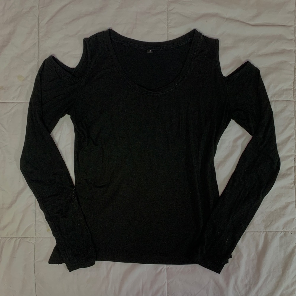 Women’s long sleeve black cut out shirt
